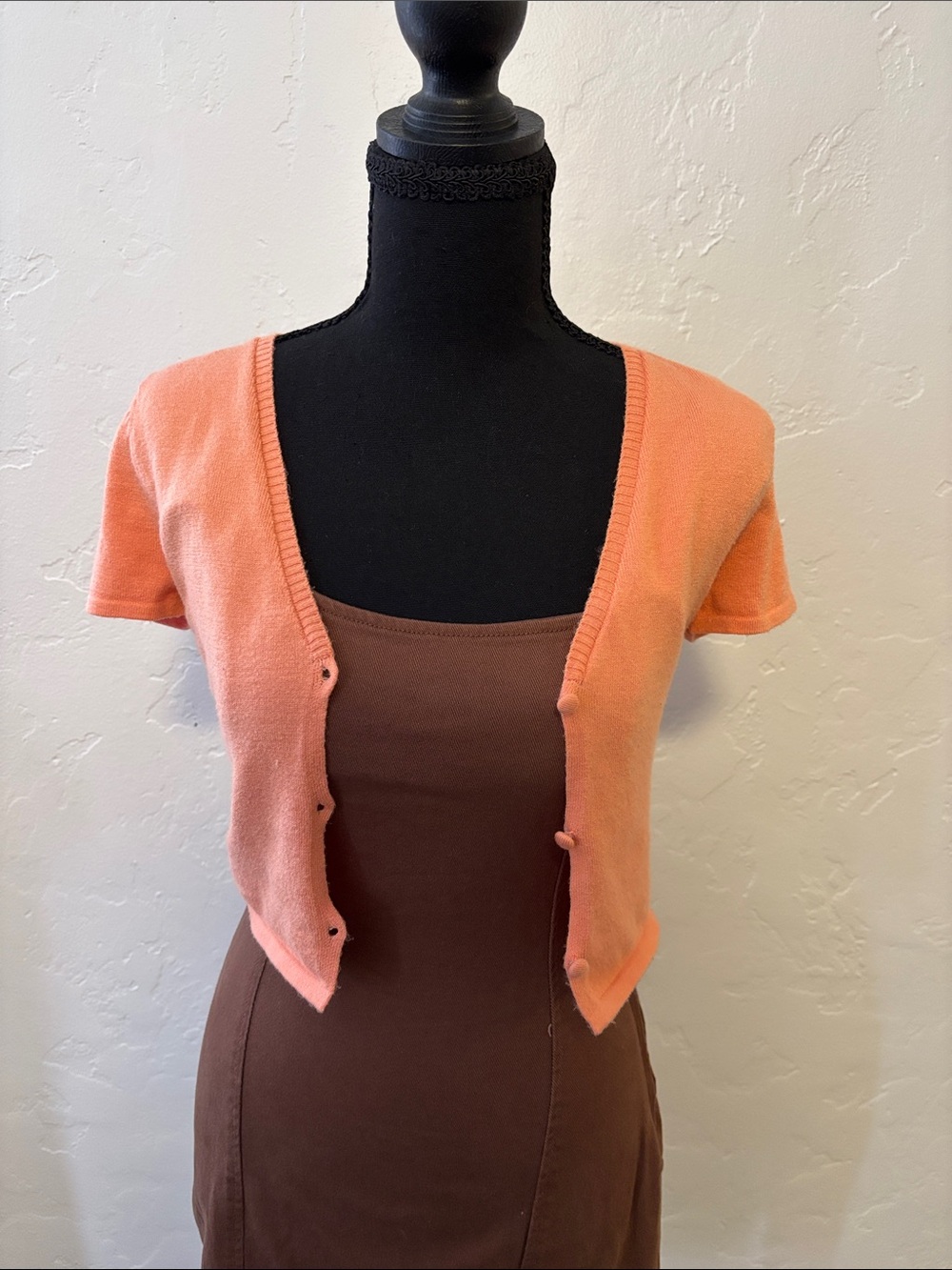 RVCA Peach Short Sleeve Cropped Cardigan